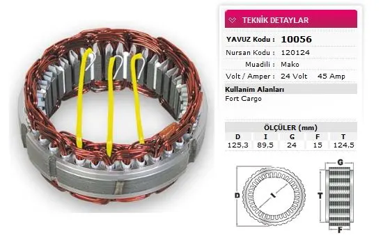 YAVUZ - Ağır Vasıta ALTERNATÖR STATÖR YAVUZ 10 056
