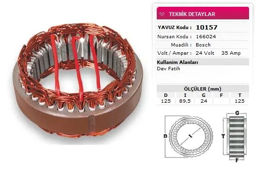 YAVUZ - Ağır Vasıta ALTERNATÖR STATÖR YAVUZ 10 157