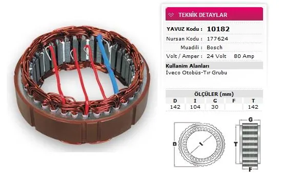 YAVUZ - Ağır Vasıta ALTERNATÖR STATÖR YAVUZ 10 182
