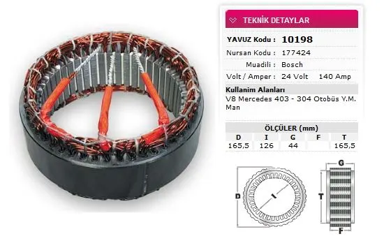 YAVUZ - Ağır Vasıta ALTERNATÖR STATÖR YAVUZ 10 198