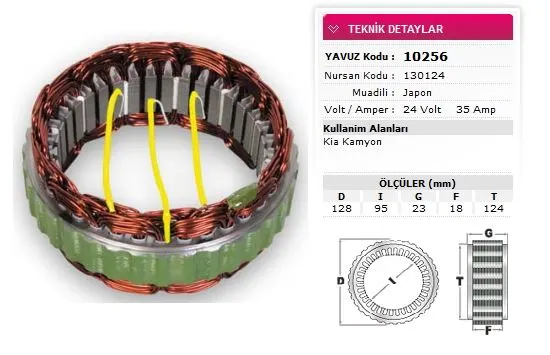 YAVUZ - Ağır Vasıta ALTERNATÖR STATÖR YAVUZ 10 256