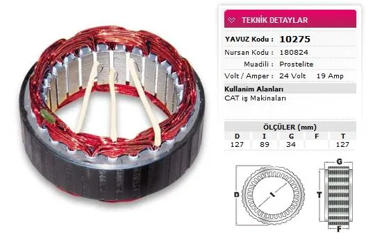 YAVUZ - Ağır Vasıta ALTERNATÖR STATÖR YAVUZ 10 275