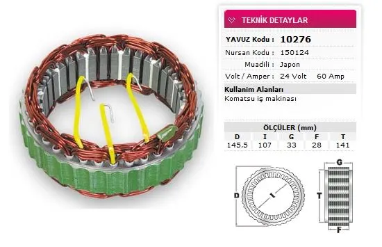 YAVUZ - Ağır Vasıta ALTERNATÖR STATÖR YAVUZ 10 276