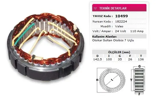 YAVUZ - Ağır Vasıta ALTERNATÖR STATÖR YAVUZ 10 499