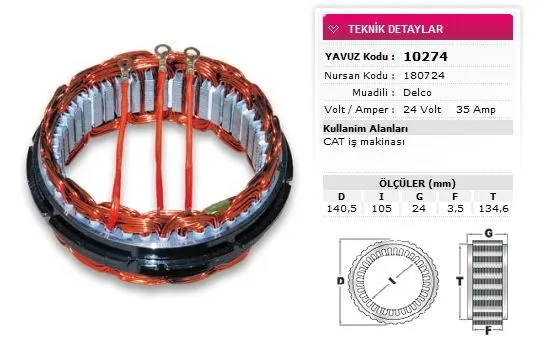 YAVUZ - Ağır Vasıta ALTERNATÖR STATÖR YAVUZ 10 510
