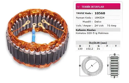 YAVUZ - Ağır Vasıta ALTERNATÖR STATÖR YAVUZ 10 568