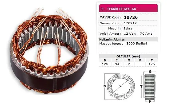 YAVUZ - Ağır Vasıta ALTERNATÖR STATÖR YAVUZ 10 726